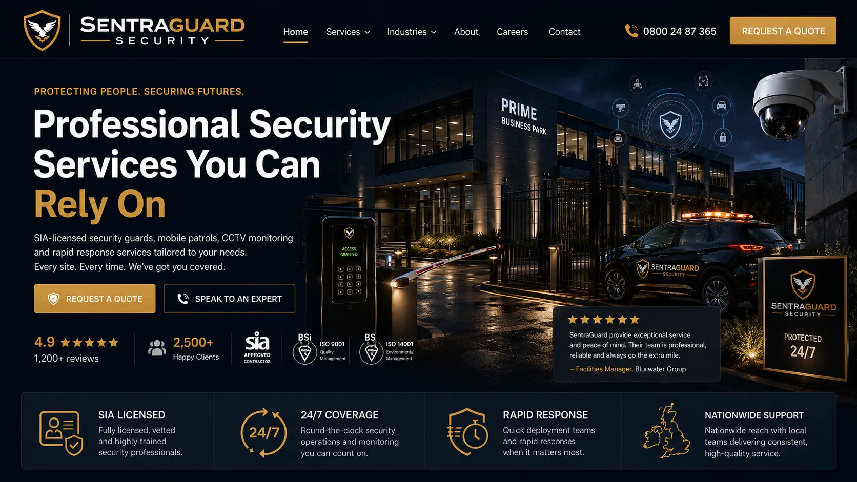 kwayse custom website design for small businesses uk - Security company website
