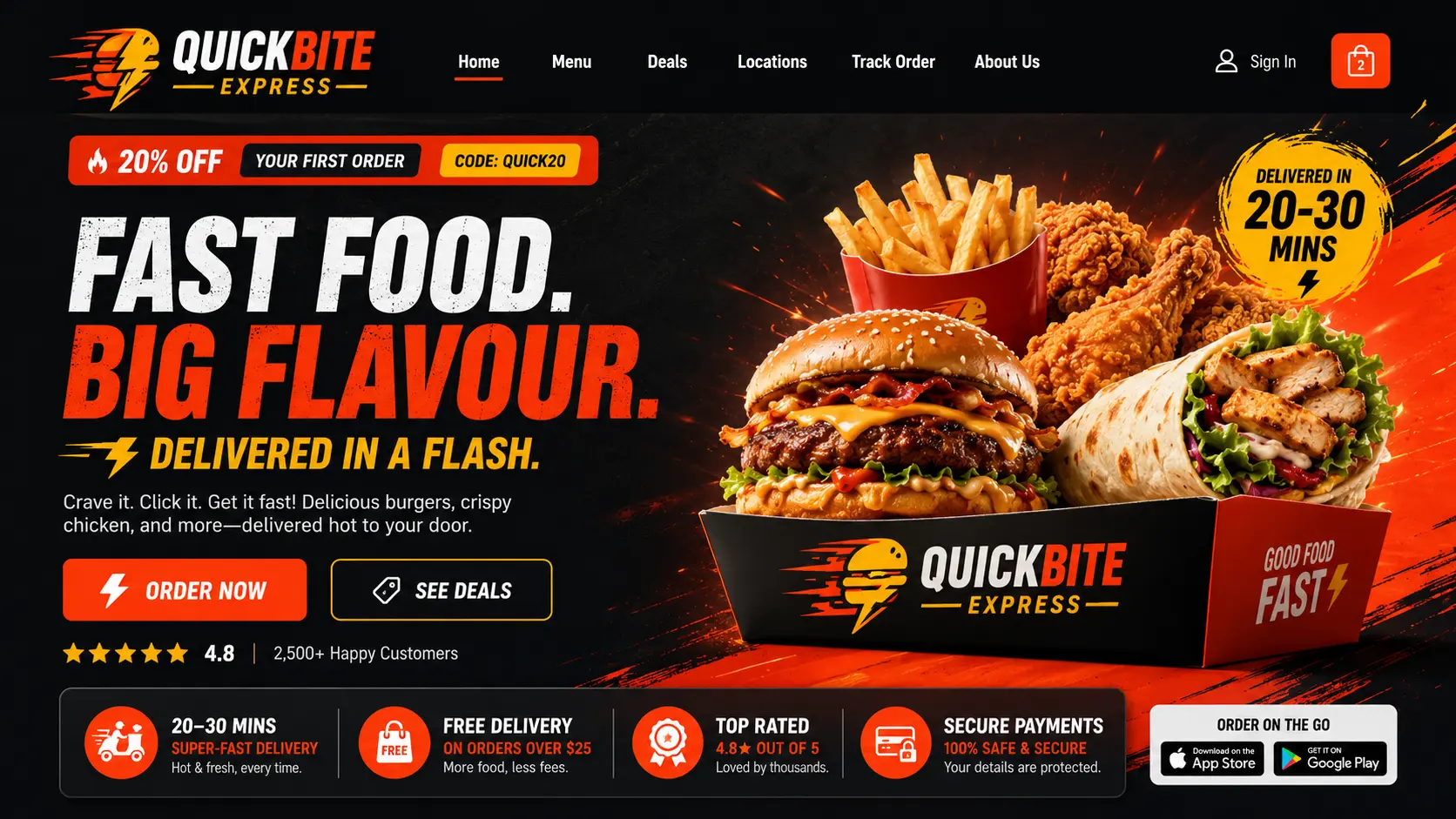 restaurant web design agency london uk Kwayse digital marketing seo agency - fast food takeawayrestaurant website design 1
